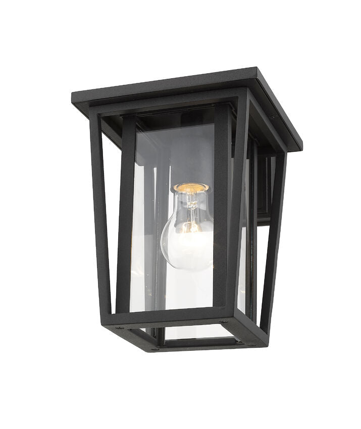Z-Lite Seoul 8" 1-Light Black Outdoor Wall Sconce With Clear Glass Shade