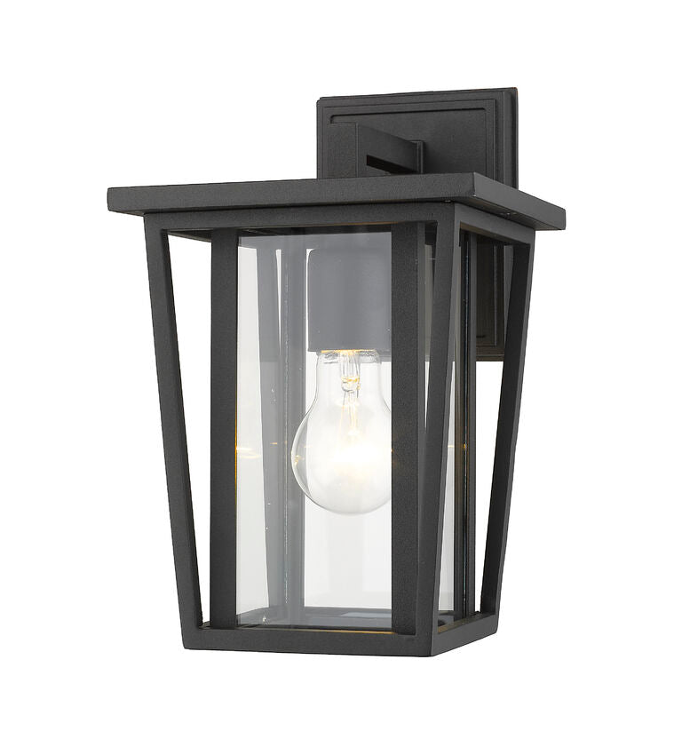 Z-Lite Seoul 8" 1-Light Black Outdoor Wall Sconce With Clear Glass Shade