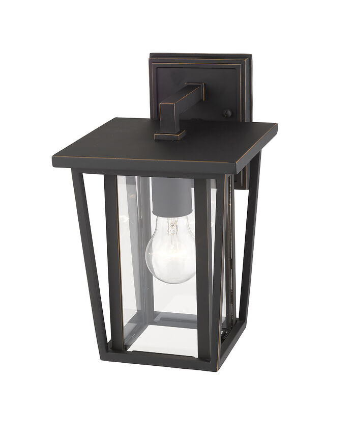 Z-Lite Seoul 8" 1-Light Oil Rubbed Bronze Outdoor Wall Sconce With Clear Glass Shade