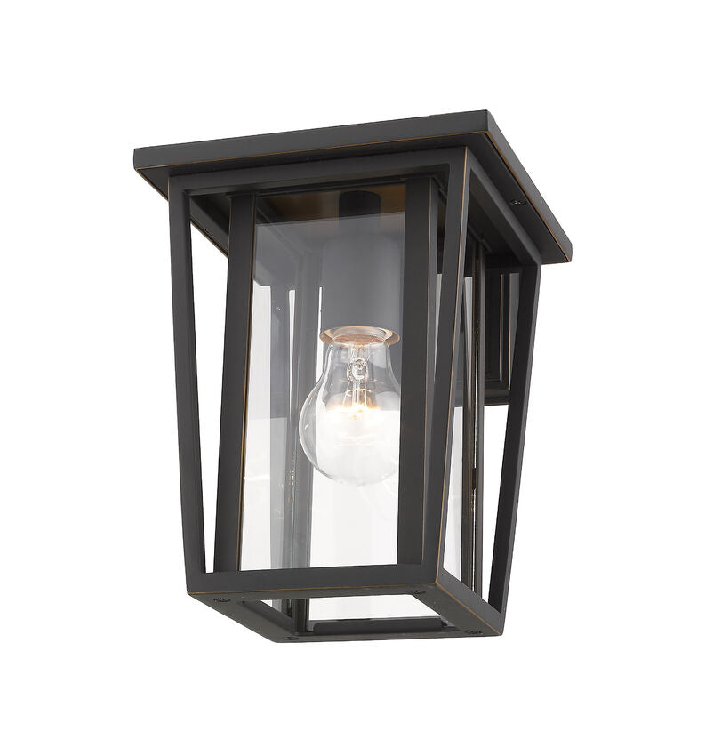 Z-Lite Seoul 8" 1-Light Oil Rubbed Bronze Outdoor Wall Sconce With Clear Glass Shade