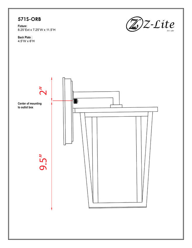 Z-Lite Seoul 8" 1-Light Oil Rubbed Bronze Outdoor Wall Sconce With Clear Glass Shade