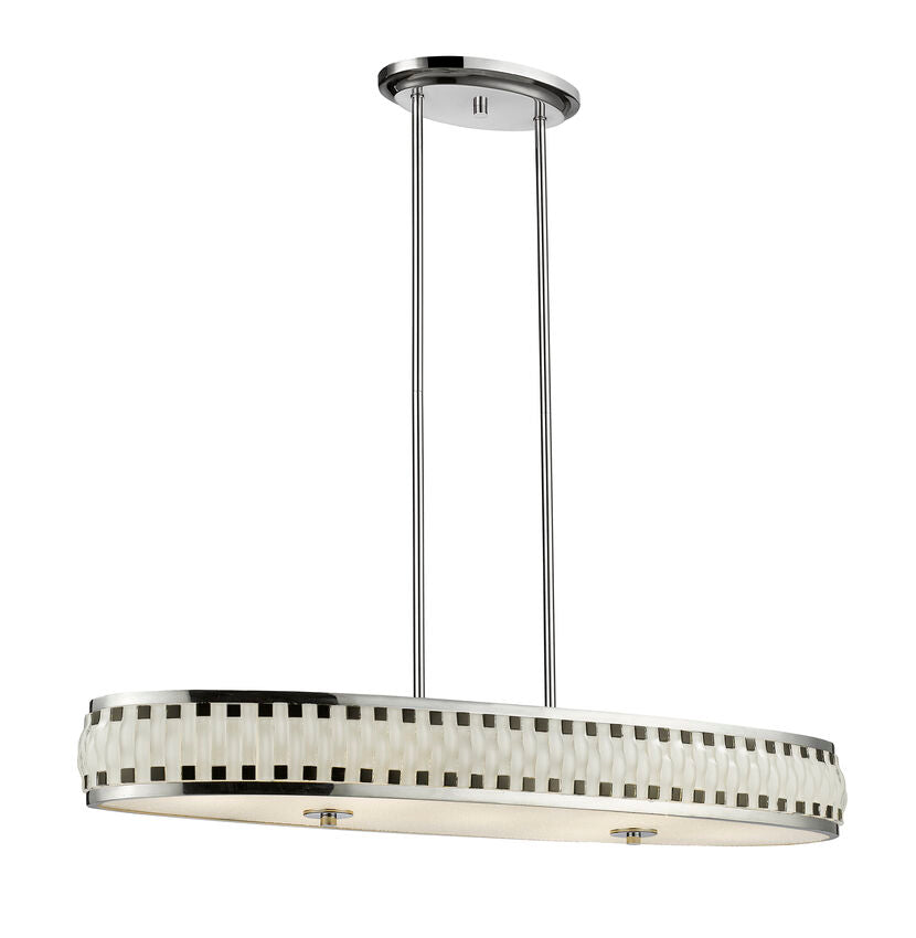 Z-Lite Sevier 11" 7-Light LED Chrome Pendant Light With Black and White Glass Shade