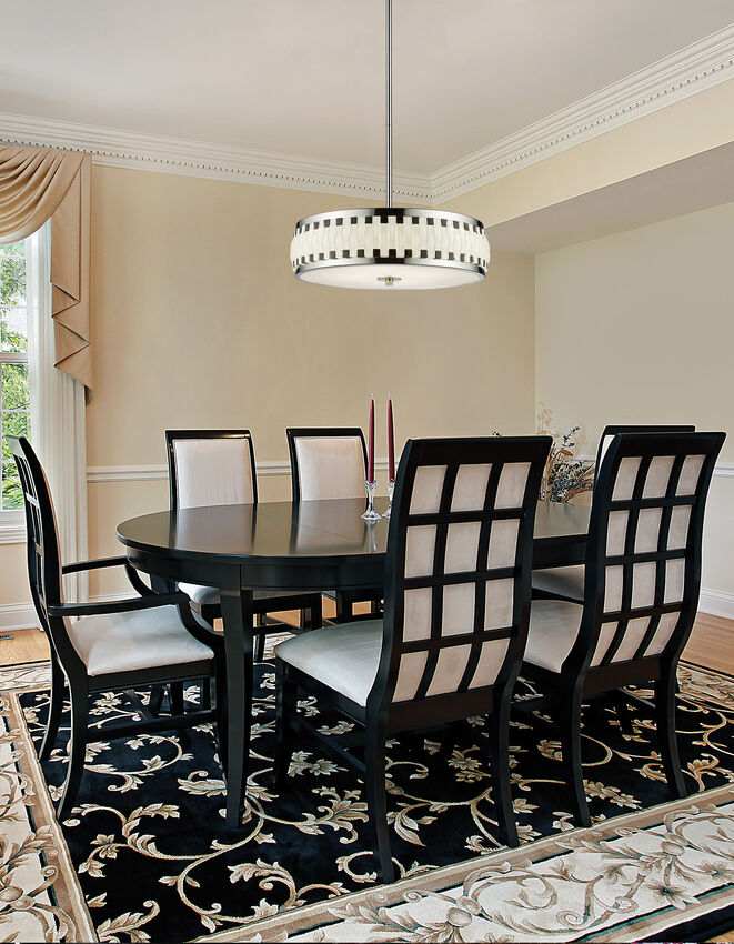 Z-Lite Sevier 16" 4-Light LED Chrome Pendant Light With Black and White Glass Shade