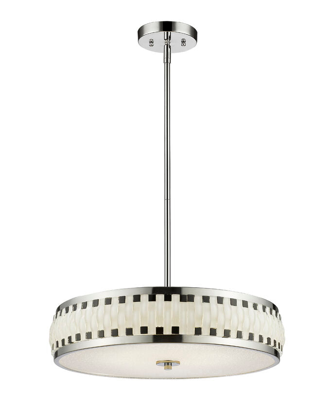Z-Lite Sevier 20" 6-Light LED Chrome Pendant Light With Black and White Glass Shade