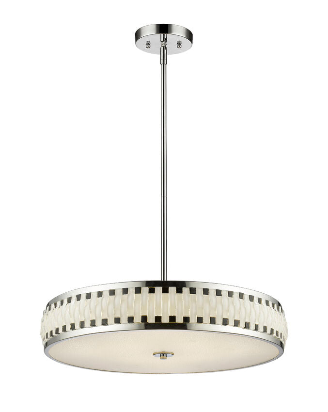 Z-Lite Sevier 24" 7-Light LED Chrome Pendant Light With Black and White Glass Shade