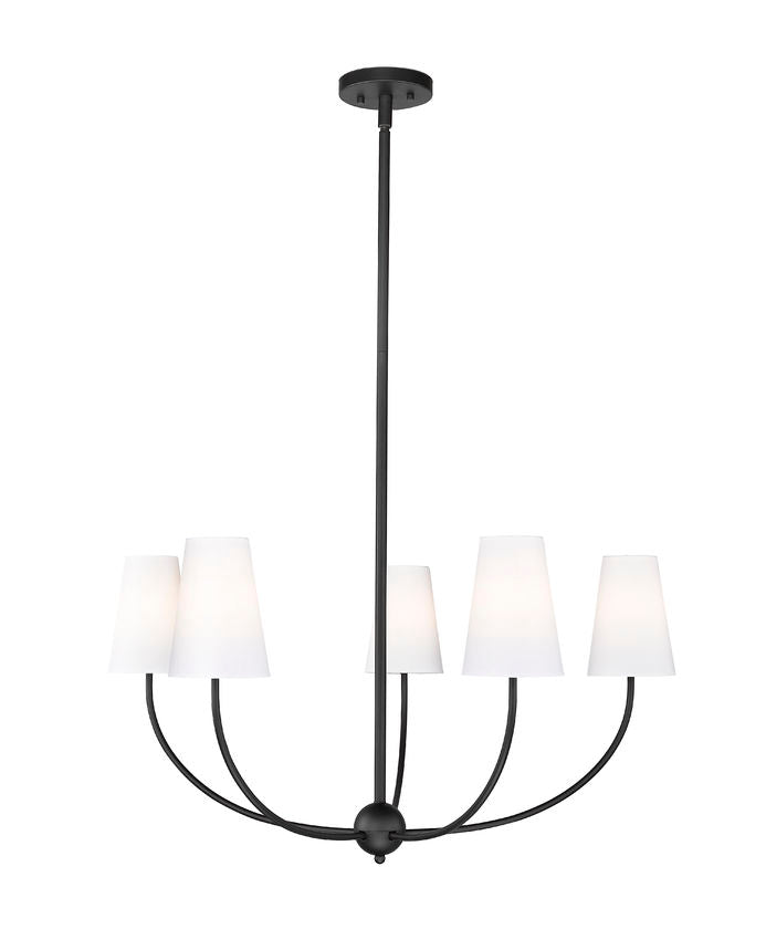 Z-Lite Shannon 32" 5-Light Matte Black Steel and White Fabric Shade Chandelier
