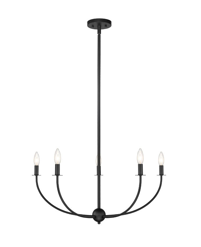 Z-Lite Shannon 32" 5-Light Matte Black Steel and White Fabric Shade Chandelier