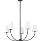 Z-Lite Shannon 32" 5-Light Matte Black Steel and White Fabric Shade Chandelier