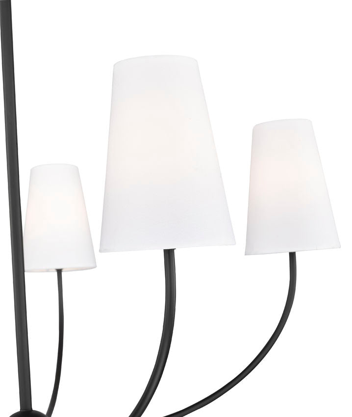 Z-Lite Shannon 32" 5-Light Matte Black Steel and White Fabric Shade Chandelier