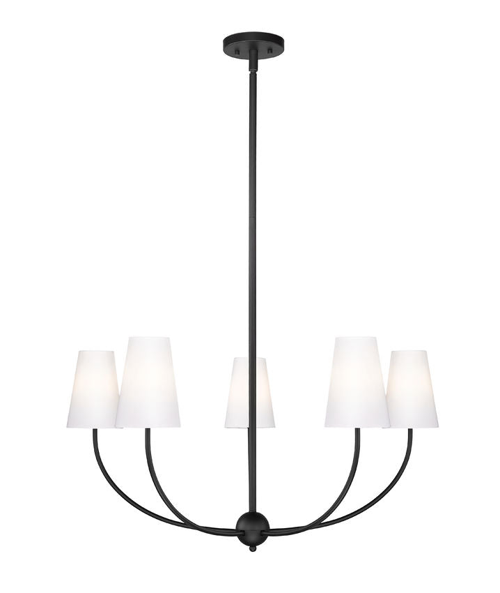 Z-Lite Shannon 32" 5-Light Matte Black Steel and White Fabric Shade Chandelier