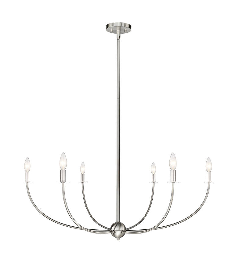 Z-Lite Shannon 42" 6-Light Brushed Nickel Steel and White Fabric Shade Chandelier
