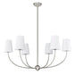 Z-Lite Shannon 42" 6-Light Brushed Nickel Steel and White Fabric Shade Chandelier