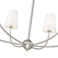 Z-Lite Shannon 42" 6-Light Brushed Nickel Steel and White Fabric Shade Chandelier