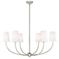Z-Lite Shannon 42" 6-Light Brushed Nickel Steel and White Fabric Shade Chandelier