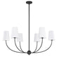 Z-Lite Shannon 42" 6-Light Matte Black Steel and White Fabric Shade Chandelier