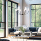 Z-Lite Shannon 42" 6-Light Matte Black Steel and White Fabric Shade Chandelier