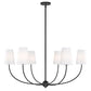 Z-Lite Shannon 42" 6-Light Matte Black Steel and White Fabric Shade Chandelier