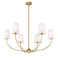 Z-Lite Shannon 42" 6-Light Rubbed Brass Steel and White Fabric Shade Chandelier