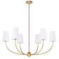 Z-Lite Shannon 42" 6-Light Rubbed Brass Steel and White Fabric Shade Chandelier