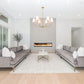 Z-Lite Shannon 42" 6-Light Rubbed Brass Steel and White Fabric Shade Chandelier