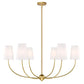 Z-Lite Shannon 42" 6-Light Rubbed Brass Steel and White Fabric Shade Chandelier