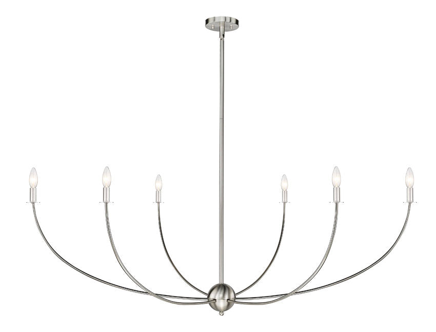 Z-Lite Shannon 62" 6-Light Brushed Nickel Steel and White Fabric Shade Chandelier