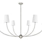 Z-Lite Shannon 62" 6-Light Brushed Nickel Steel and White Fabric Shade Chandelier