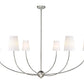Z-Lite Shannon 62" 6-Light Brushed Nickel Steel and White Fabric Shade Chandelier