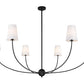 Z-Lite Shannon 62" 6-Light Matte Black Steel and White Fabric Shade Chandelier