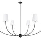 Z-Lite Shannon 62" 6-Light Matte Black Steel and White Fabric Shade Chandelier