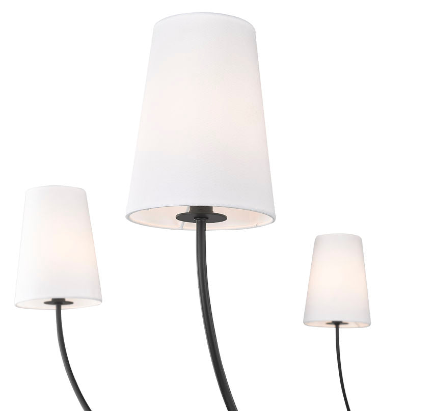 Z-Lite Shannon 62" 6-Light Matte Black Steel and White Fabric Shade Chandelier