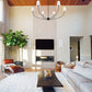 Z-Lite Shannon 62" 6-Light Matte Black Steel and White Fabric Shade Chandelier
