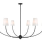 Z-Lite Shannon 62" 6-Light Matte Black Steel and White Fabric Shade Chandelier