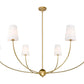 Z-Lite Shannon 62" 6-Light Rubbed Brass Steel and White Fabric Shade Chandelier