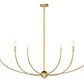 Z-Lite Shannon 62" 6-Light Rubbed Brass Steel and White Fabric Shade Chandelier