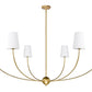 Z-Lite Shannon 62" 6-Light Rubbed Brass Steel and White Fabric Shade Chandelier