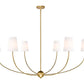 Z-Lite Shannon 62" 6-Light Rubbed Brass Steel and White Fabric Shade Chandelier