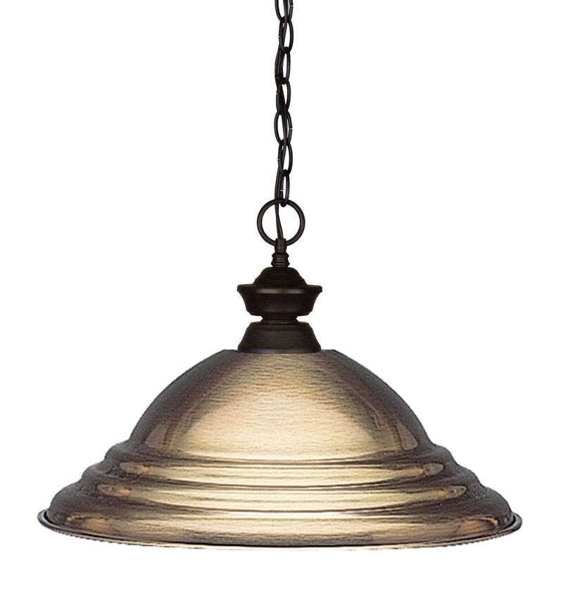 Z-Lite Shark 16" 1-Light Bronze Steel Pendant Light With Antique Bronze Shade