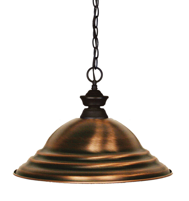 Z-Lite Shark 16" 1-Light Bronze Steel Pendant Light With Antique Copper Shade