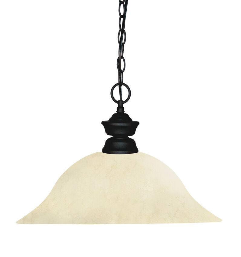 Z-Lite Shark 16" 1-Light Matte Black Steel Pendant Light With Golden Mottle Glass Shade