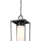 Z-Lite Sheridan 10" 1-Light Black Aluminum Outdoor Chain Mount Ceiling Fixture With White Opal Glass Shade