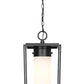 Z-Lite Sheridan 10" 1-Light Black Aluminum Outdoor Chain Mount Ceiling Fixture With White Opal Glass Shade
