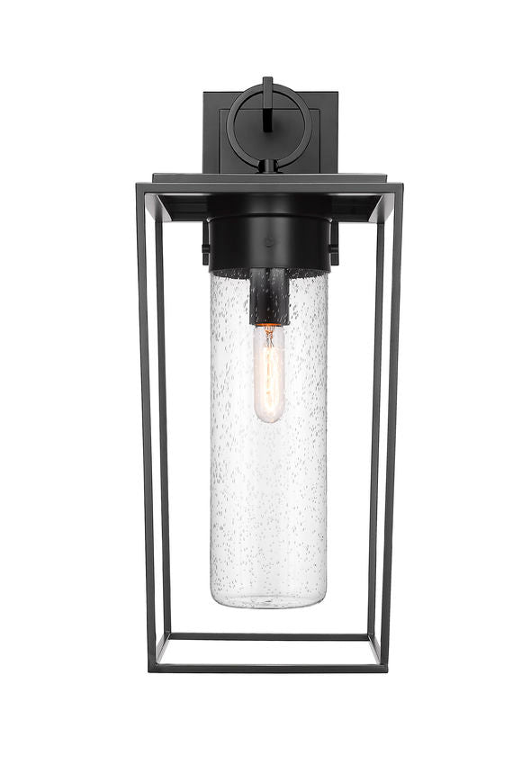 Z-Lite Sheridan 10" 1-Light Black Aluminum Outdoor Wall Sconce With Seedy Glass Shade