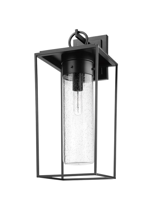 Z-Lite Sheridan 10" 1-Light Black Aluminum Outdoor Wall Sconce With Seedy Glass Shade