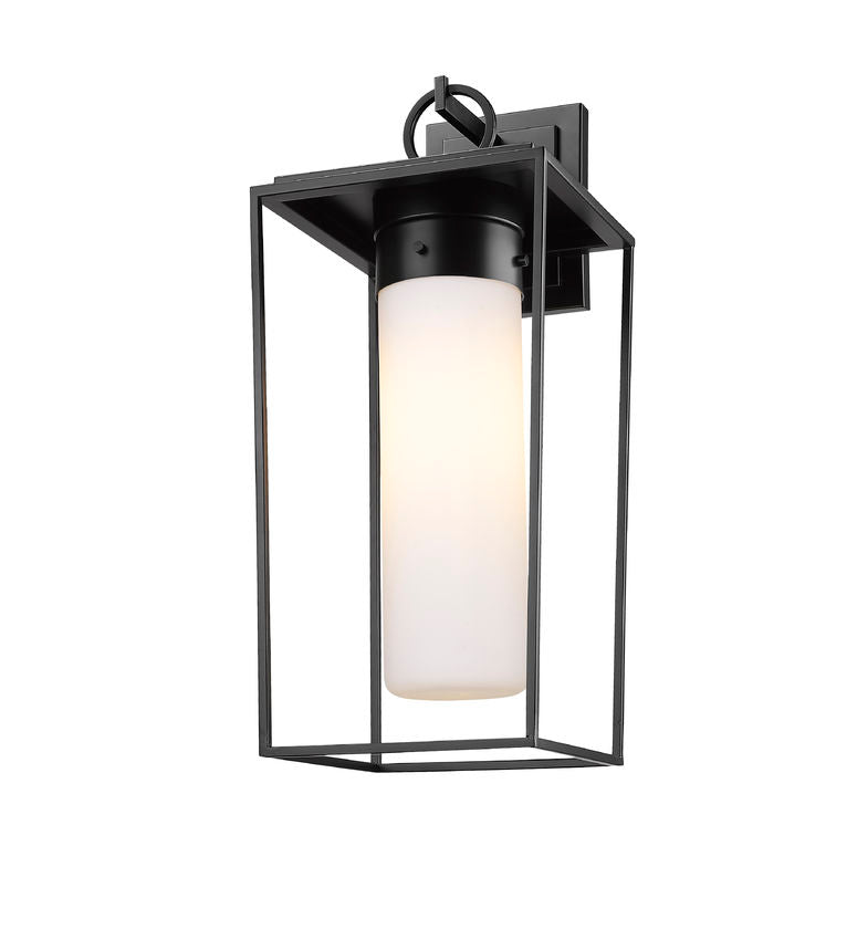 Z-Lite Sheridan 10" 1-Light Black Aluminum Outdoor Wall Sconce With White Opal Glass Shade