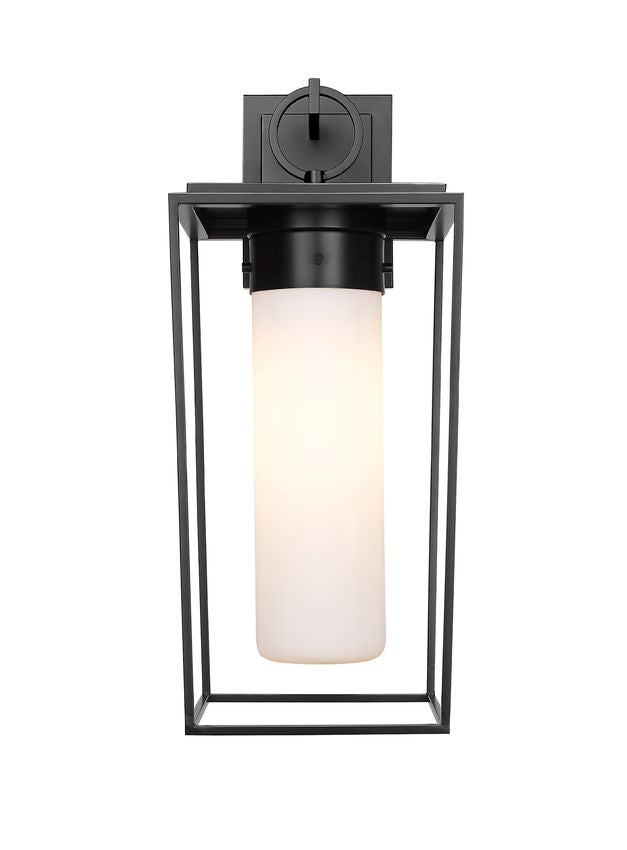 Z-Lite Sheridan 10" 1-Light Black Aluminum Outdoor Wall Sconce With White Opal Glass Shade