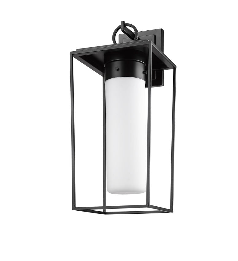 Z-Lite Sheridan 10" 1-Light Black Aluminum Outdoor Wall Sconce With White Opal Glass Shade