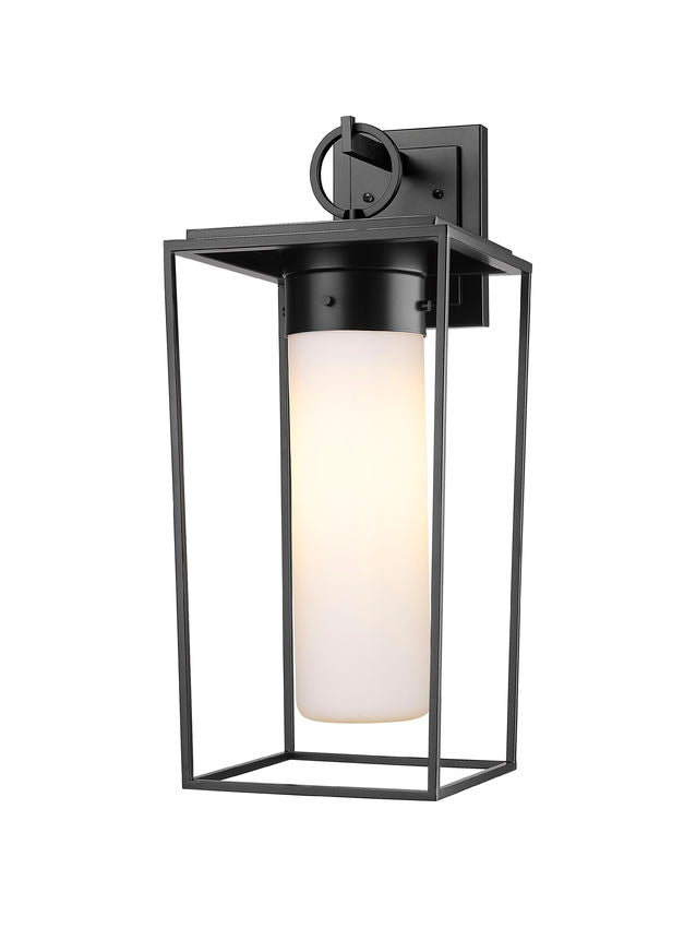 Z-Lite Sheridan 10" 1-Light Black Aluminum Outdoor Wall Sconce With White Opal Glass Shade