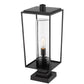 Z-Lite Sheridan 10" 1-Light Black Outdoor Pier Mounted Fixture and Square Pier Mount Hardware With Seedy Glass Shade