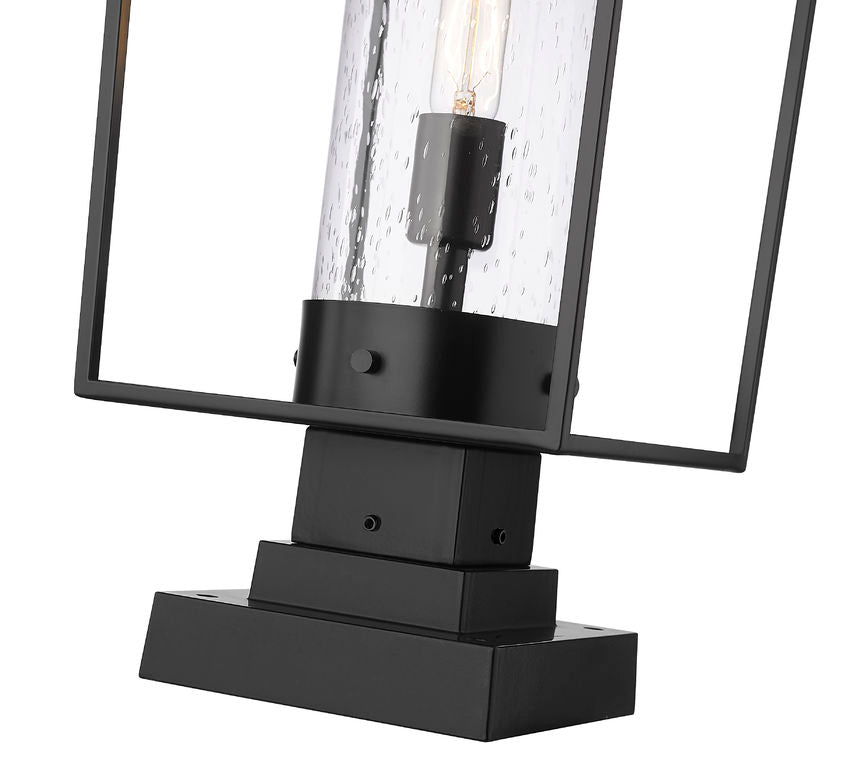 Z-Lite Sheridan 10" 1-Light Black Outdoor Pier Mounted Fixture and Square Pier Mount Hardware With Seedy Glass Shade